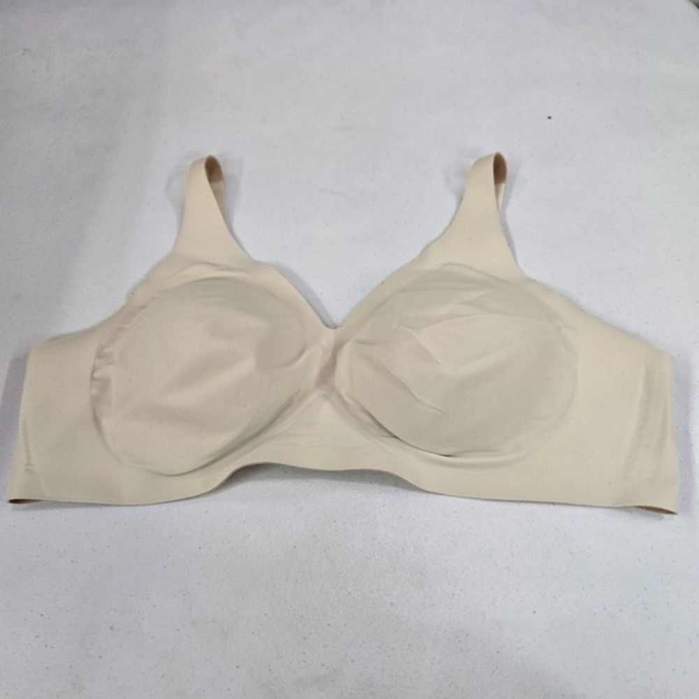 Knix Women Bra 3XL Beige T‎ Shirt V Neck Wireless Adjustable Straps Seameless